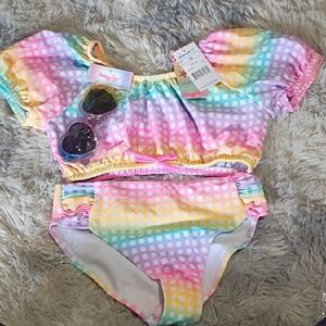 Colorful Kids Bikini Set with Sunglasses